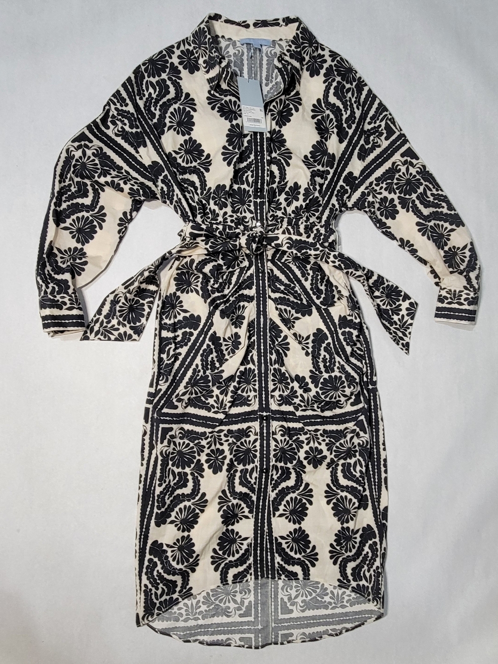 Antonio Melani Roxanne Dress Batik Print Long Sleeves Tie Front 10